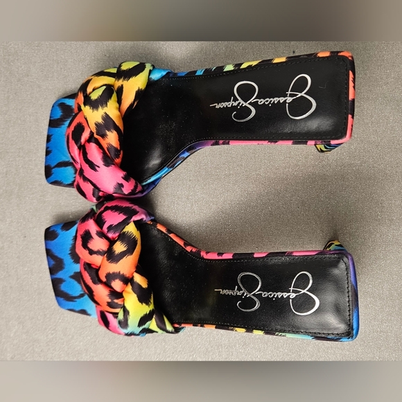 Jessica Simpson Rainbow Leopard Knot Heels Slide Sandals Size 7.5 - Picture 5 of 10